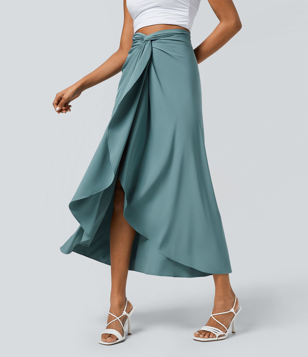 Jupe fluide de Vacances Breezeful™ Séchage Rapide Taille Haute Dos Noué Torsadé