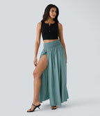 Breezeful™ Jupe Taille Haute Casual Maxi Séchage Rapide Fluide Fente Plissée 2 en 1