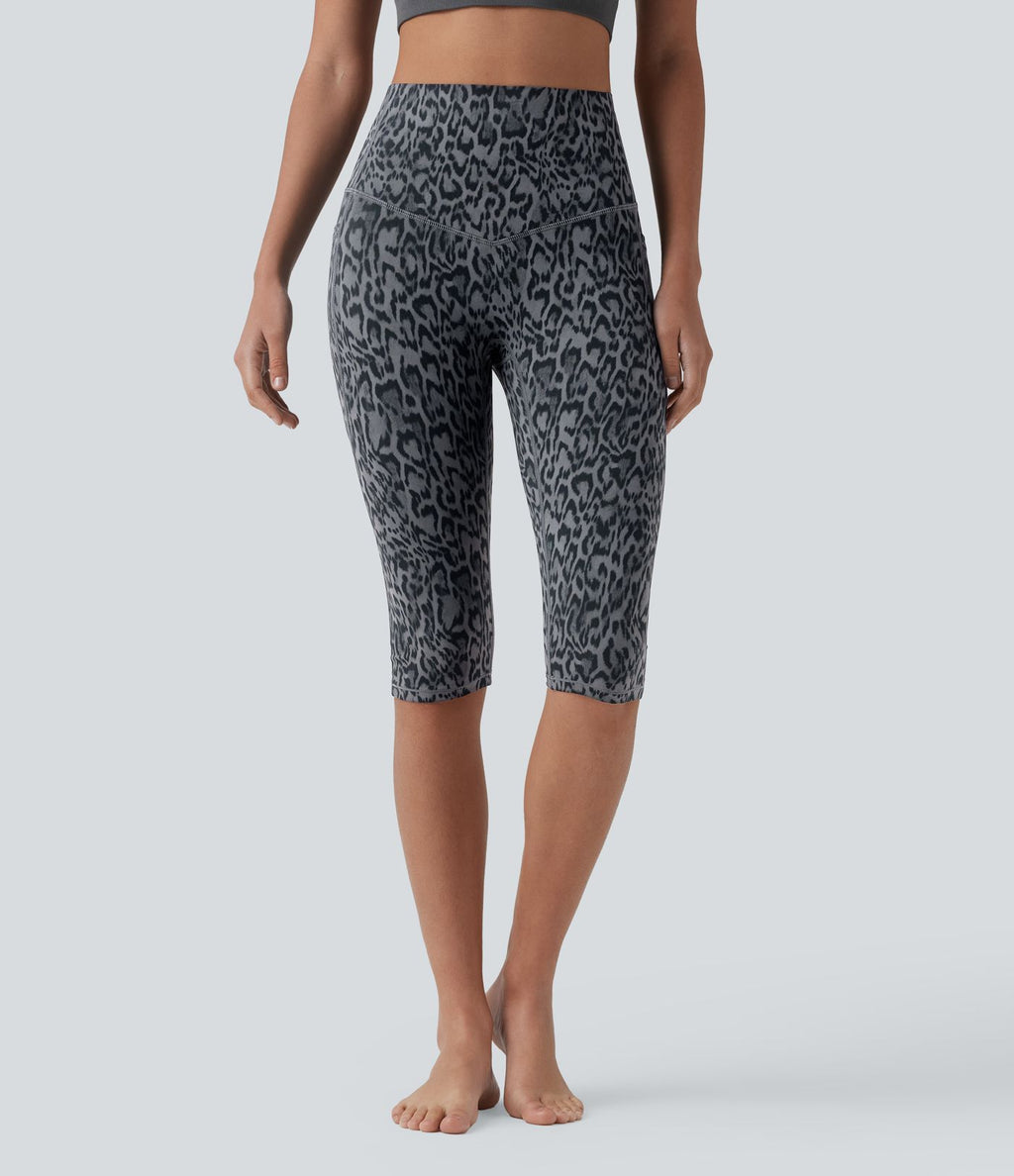 Legging 3/4 de yoga taille haute gainant imprimé léopard Halara UltraSculpt™ avec poches