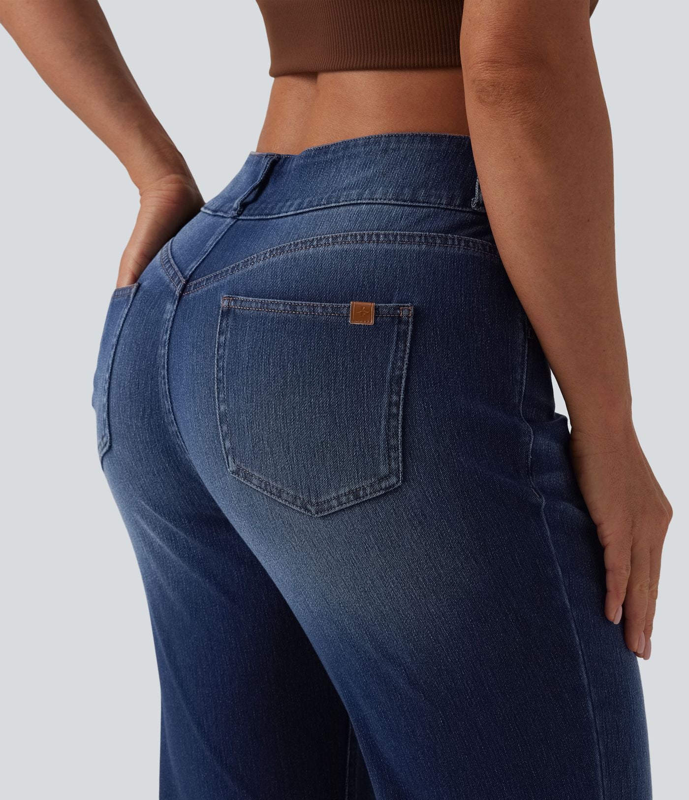 Halara Flex™ Jean évasé casual asymétrique taille mi-haute avec poches