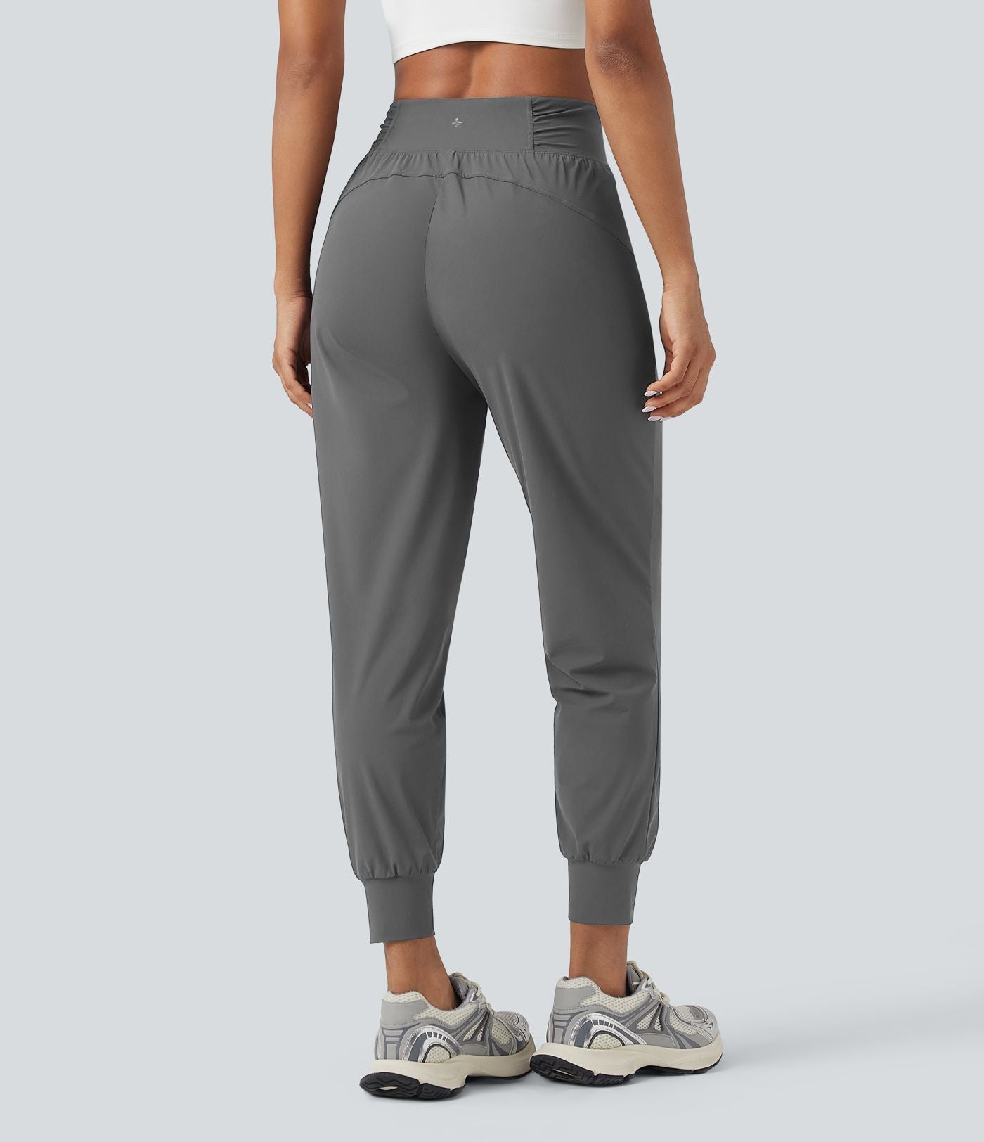 Jogging de danse fuselé froncé séchage rapide effet frais InstantCool taille haute avec cordon de serrage et poches, protection solaire UPF40+