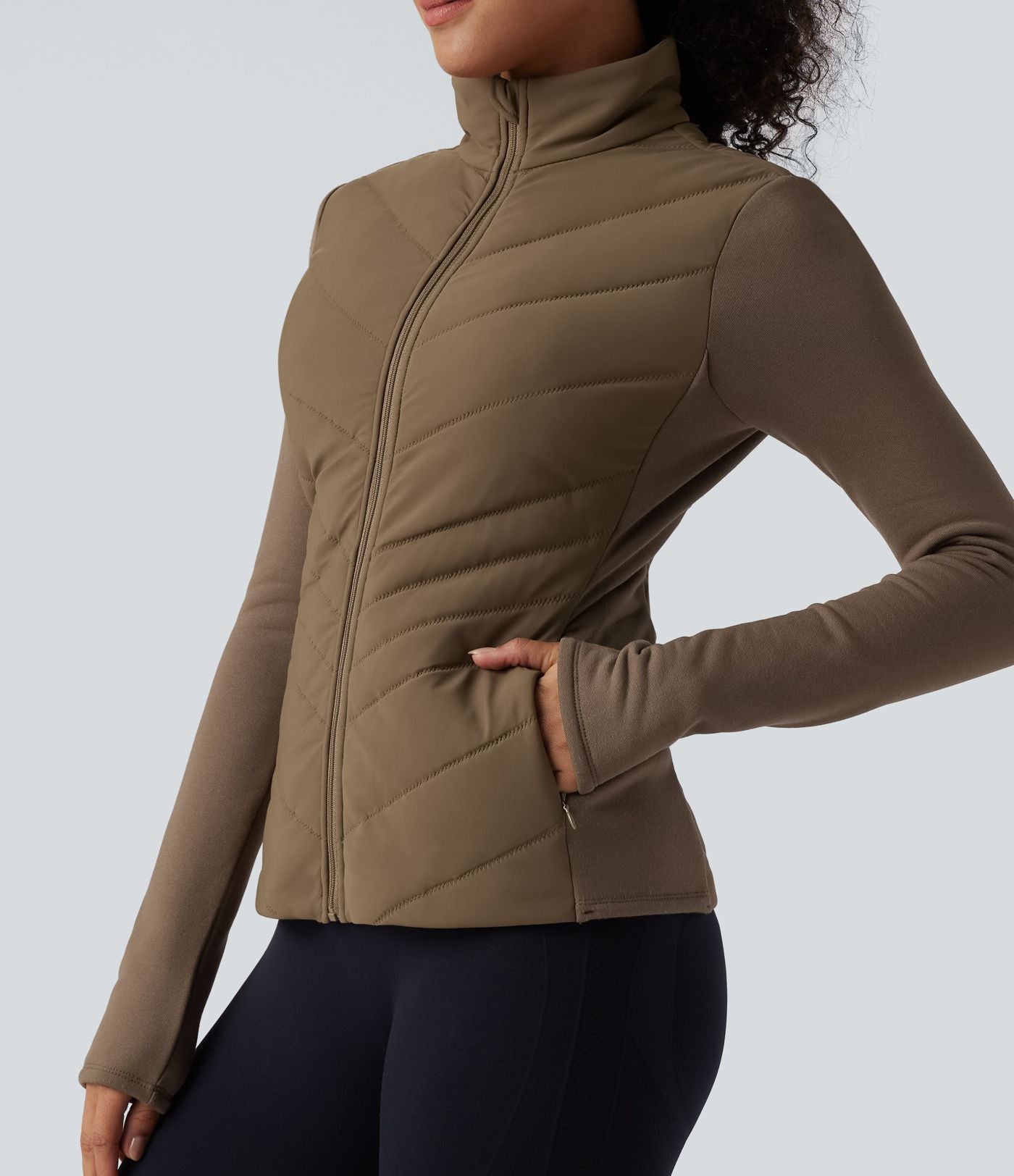 Veste matelassée running PuffFlex col cheminée manches longues avec zip et poches
