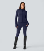 Veste d'équitation ajustée Softlyzero™ avec col montant, passe-pouces, poches, plis et fermeture éclair - Protection UPF50+