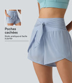 Short de running 2-en-1 SoftlyZero™ Airy 8cm effet frais InstantCool taille haute avec lien devant, mesh contrasté, poches et protection solaire UPF50+