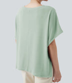 T-shirt col rond manches chauve-souris coupe décontractée