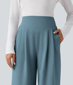 Pantalon de travail droit Halara Flex™ taille haute gainant en crêpe avec poches