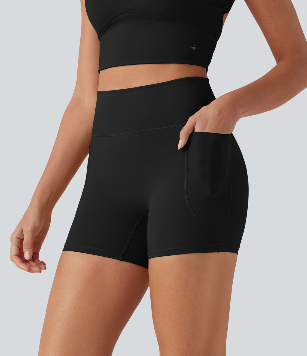 Short de yoga cycliste SoftlyZero™ Plush taille haute dos torsadé 12,5 cm avec poches