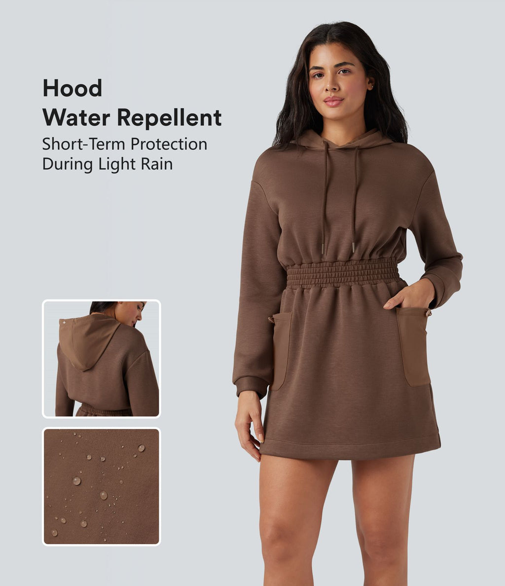 Robe active SpacerTek™ mini à capuche, manches longues, avec cordon de serrage et poches