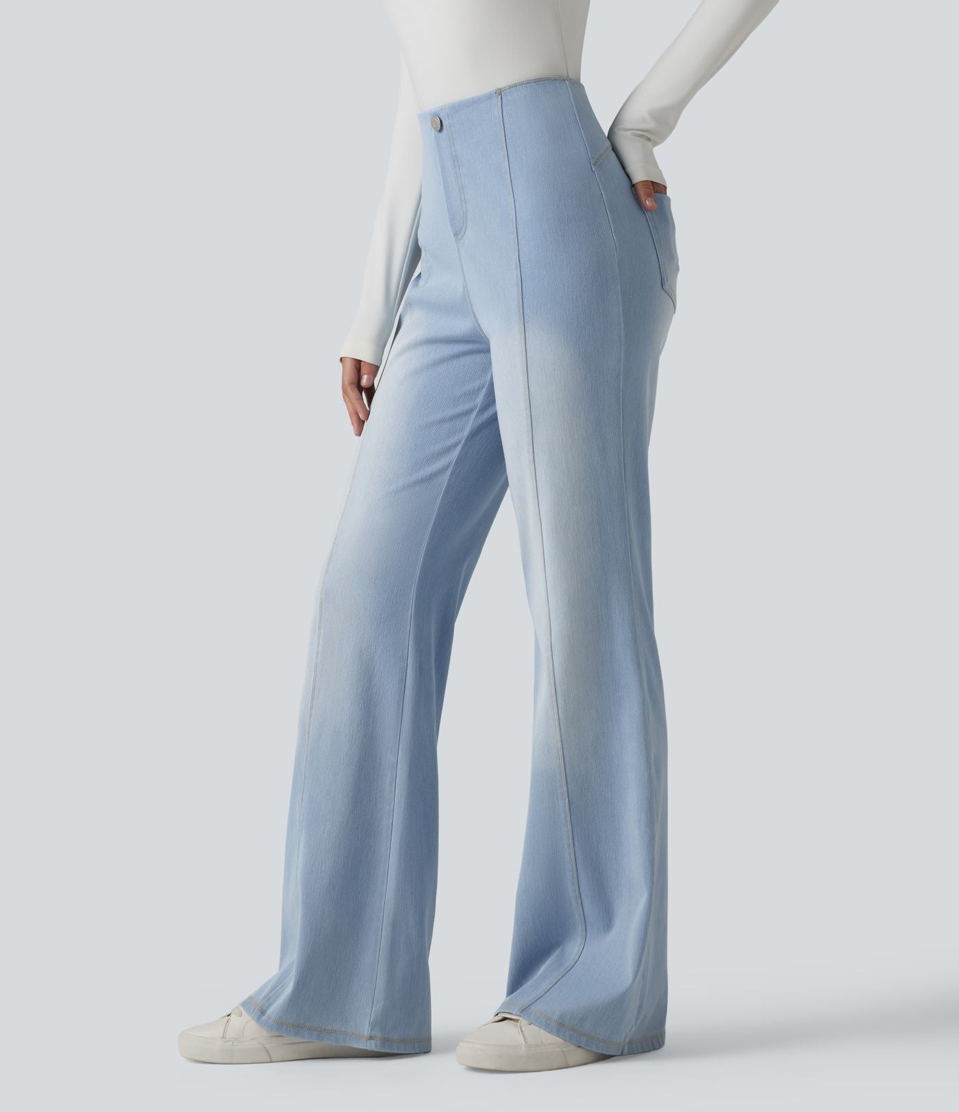 Halara Flex™ Jean évasé casual taille haute ventre plat avec poches