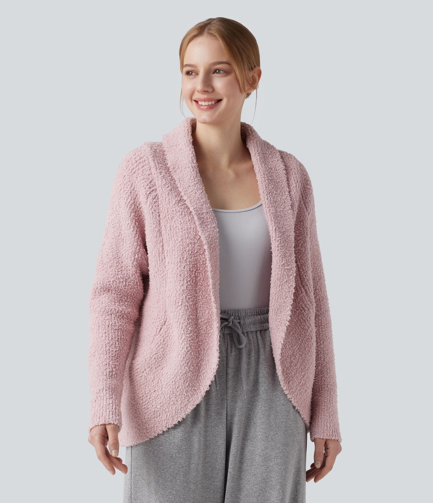 Gilet col châle manches longues raglan