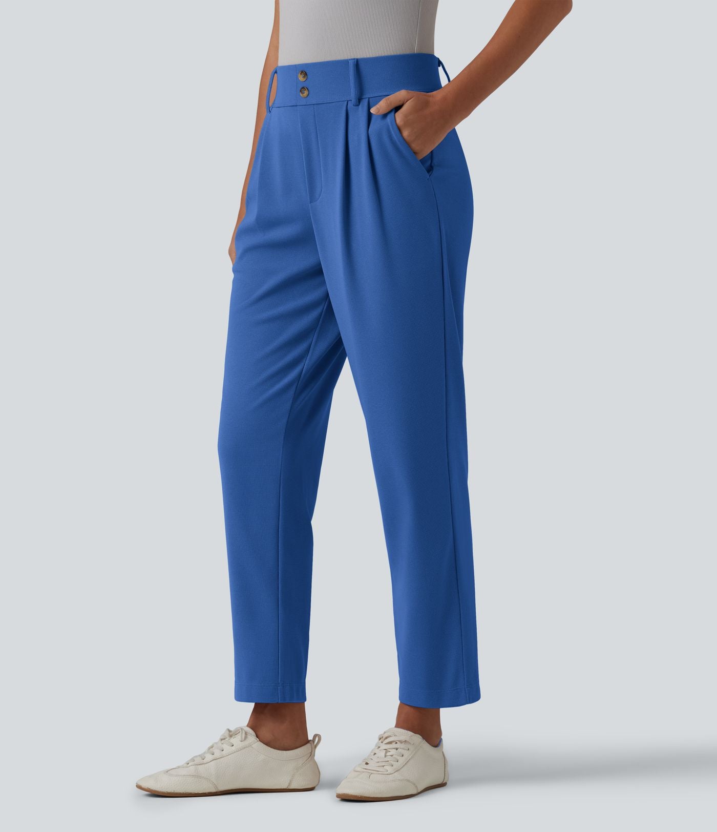 Halara Flex™ Pantalon tailleur fuselé taille haute en tissu gaufré avec poches