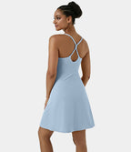 Softlyzero™ Airy Robe Sport de Yoga Plus Longue Dos Nu Découp Bretelles Réglables et Poches