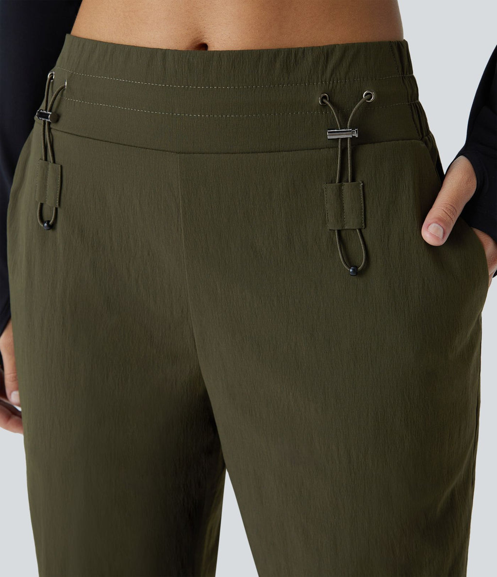Pantalon décontracté résistant à l'usure, taille moyenne, cordon ajustable, poches latérales et coupe droite