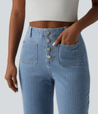 Jean droit court décontracté Halara Flex™ rayé taille haute avec poches
