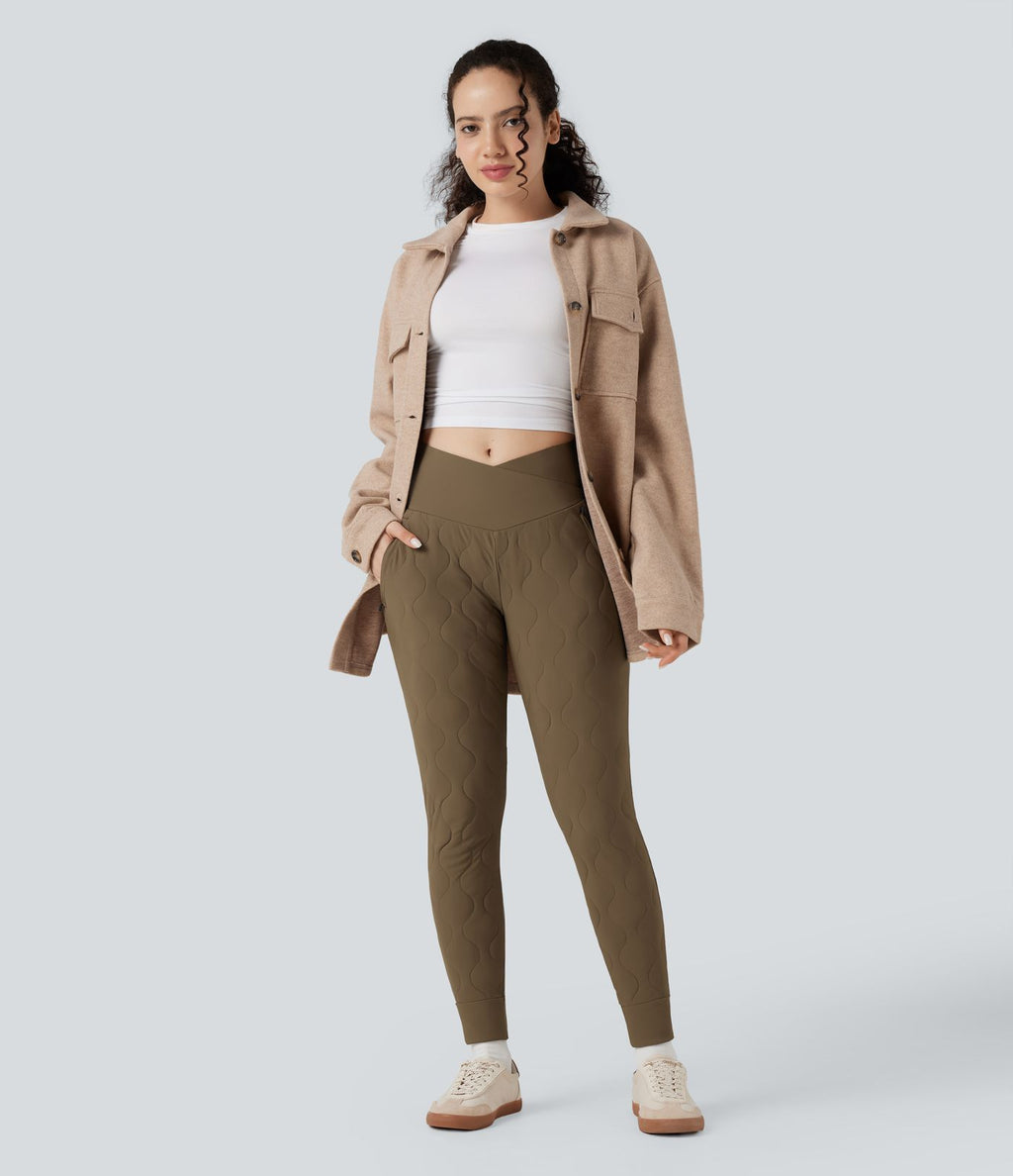 Jogging matelassé casual PuffFlex croisé taille haute avec poches