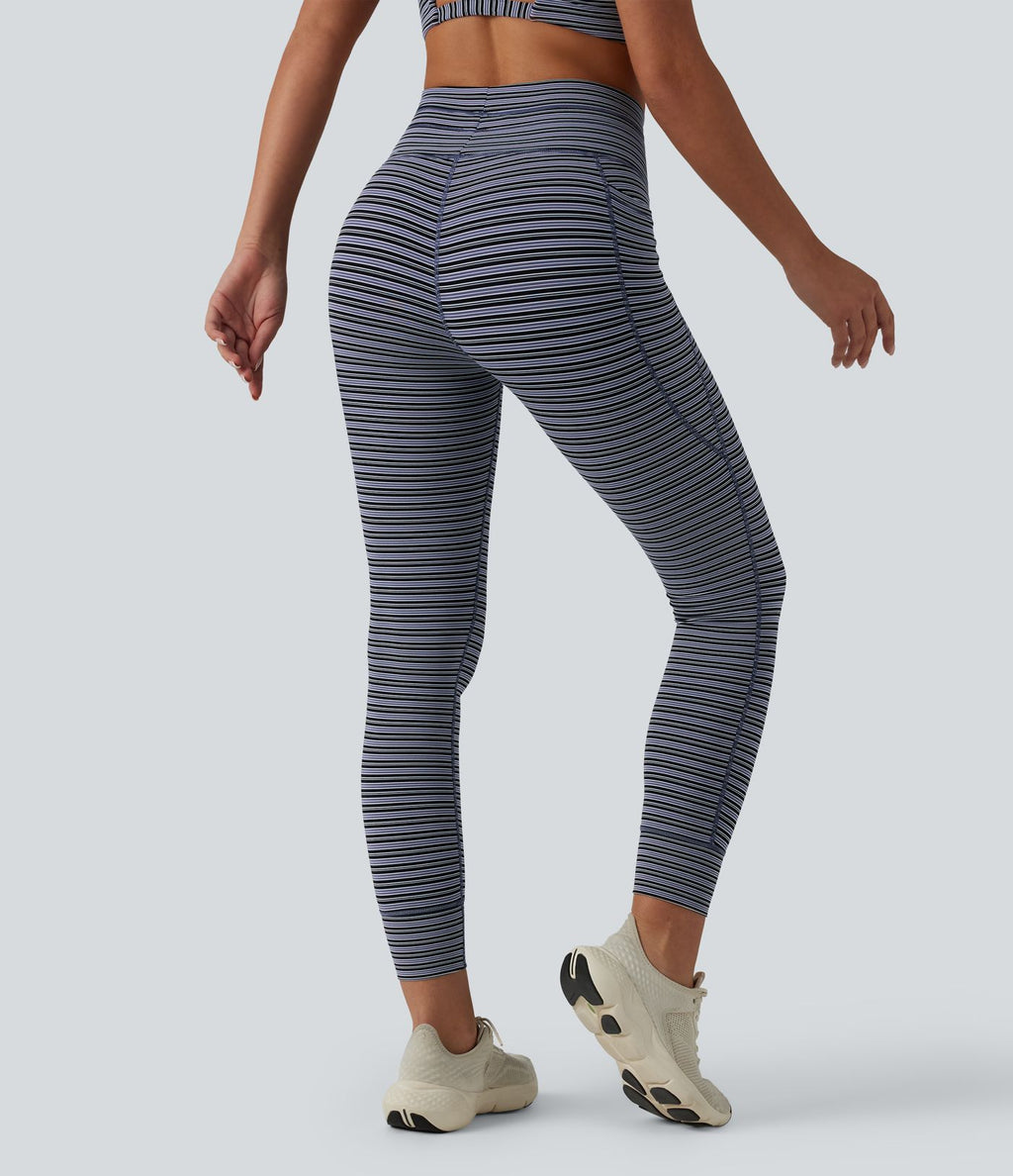 Halara UltraSculpt™ Legging de yoga taille haute jacquard à rayures avec cordon de serrage et poches