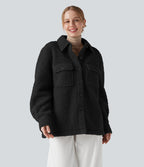 Veste sherpa à col à manches longues avec poches
