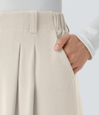 Halara Flex™ Pantalon Tailleur Large Fluide Gaufré Taille Haute Poches Latérales