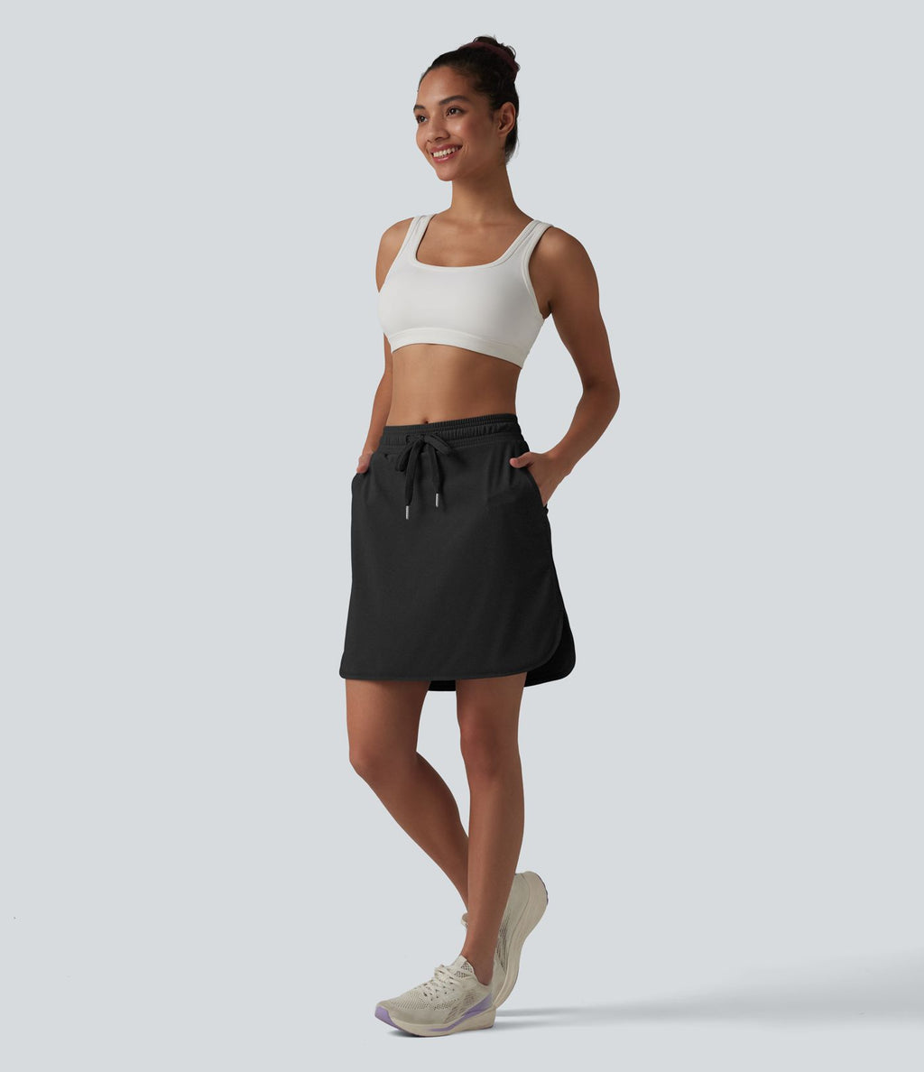 Jupe de sport 2 en 1 SoftlyZero™ Airy, taille mi-haute, ourlet incurvé et cordon de serrage, avec poches