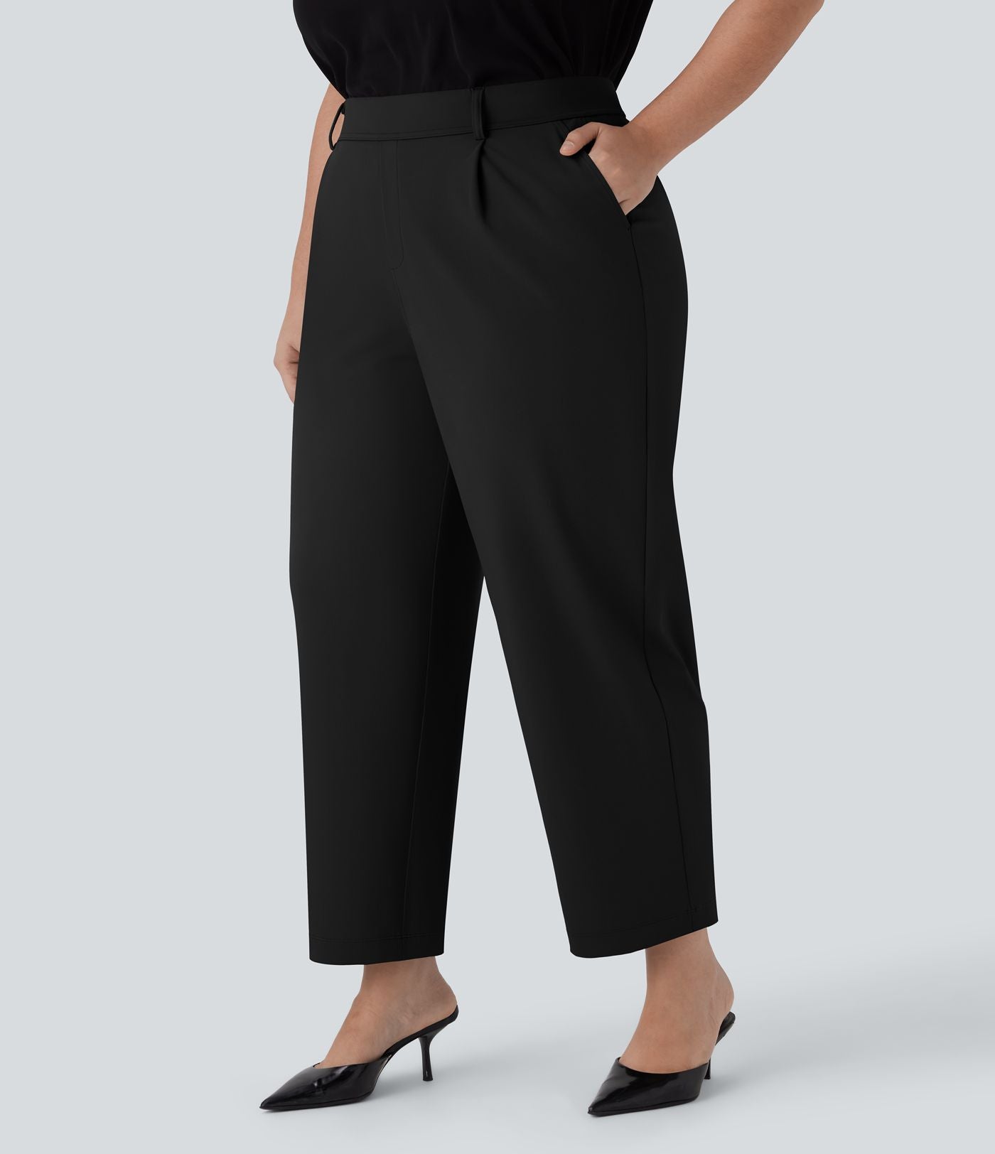 Pantalon de travail grande taille fuselé longueur cheville taille haute Halara Flex™ DayStretch avec poches