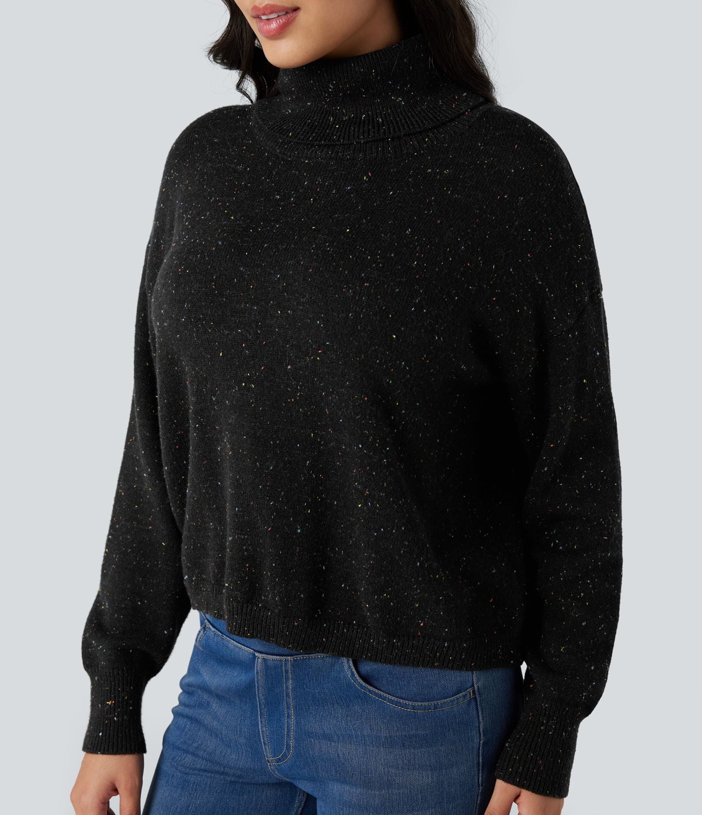 Pull col montant manches longues