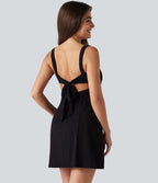 Robe courte décontractée SoftlyZero™ en dentelle contrastée légère à nouer dans le dos, à effet frais InstantCool