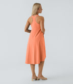Robe décontractée mi-longue Breezeful™ dos nageur poche latérale fluide asymétrique séchage rapide A-C