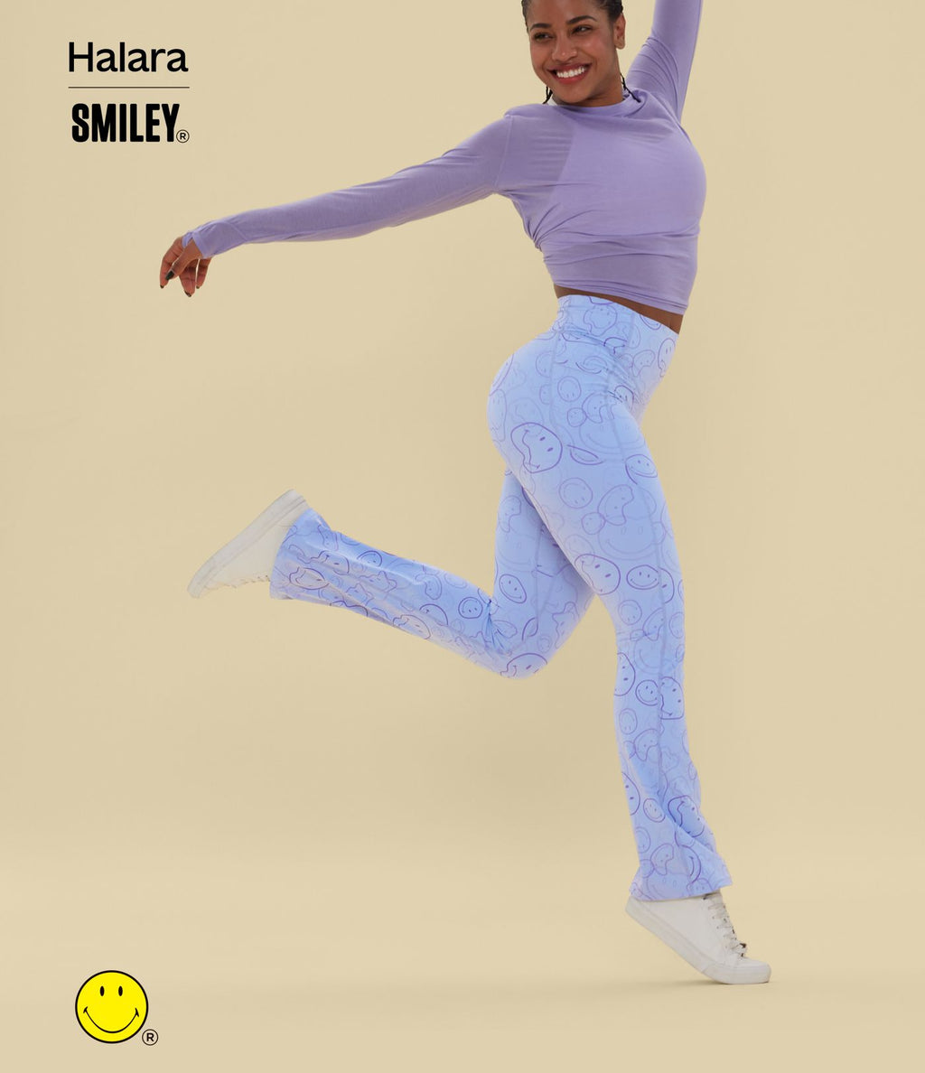 Legging de training bootcut Halara X Smiley® Halara UltraSculpt™ taille haute push-up froncé ventre plat avec poches