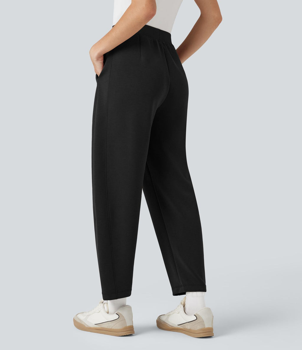 Pantalon décontracté SpacerTek™ taille haute, coupe relax large 7/8, avec poches