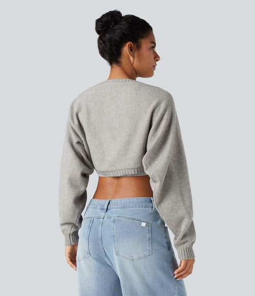 Boléro pull manches raglan longues coupe décontractée