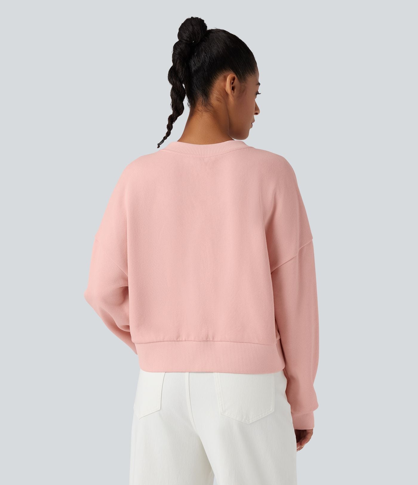 Sweat-shirt en coton col V avec chaîne à manches longues