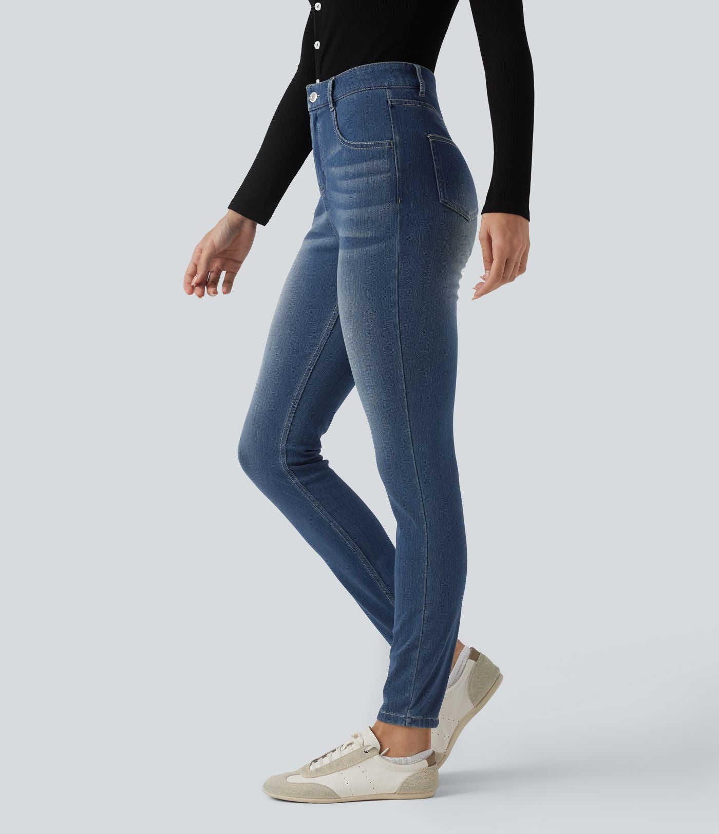 Jean ajusté décontracté Halara Flex™ taille haute avec poches