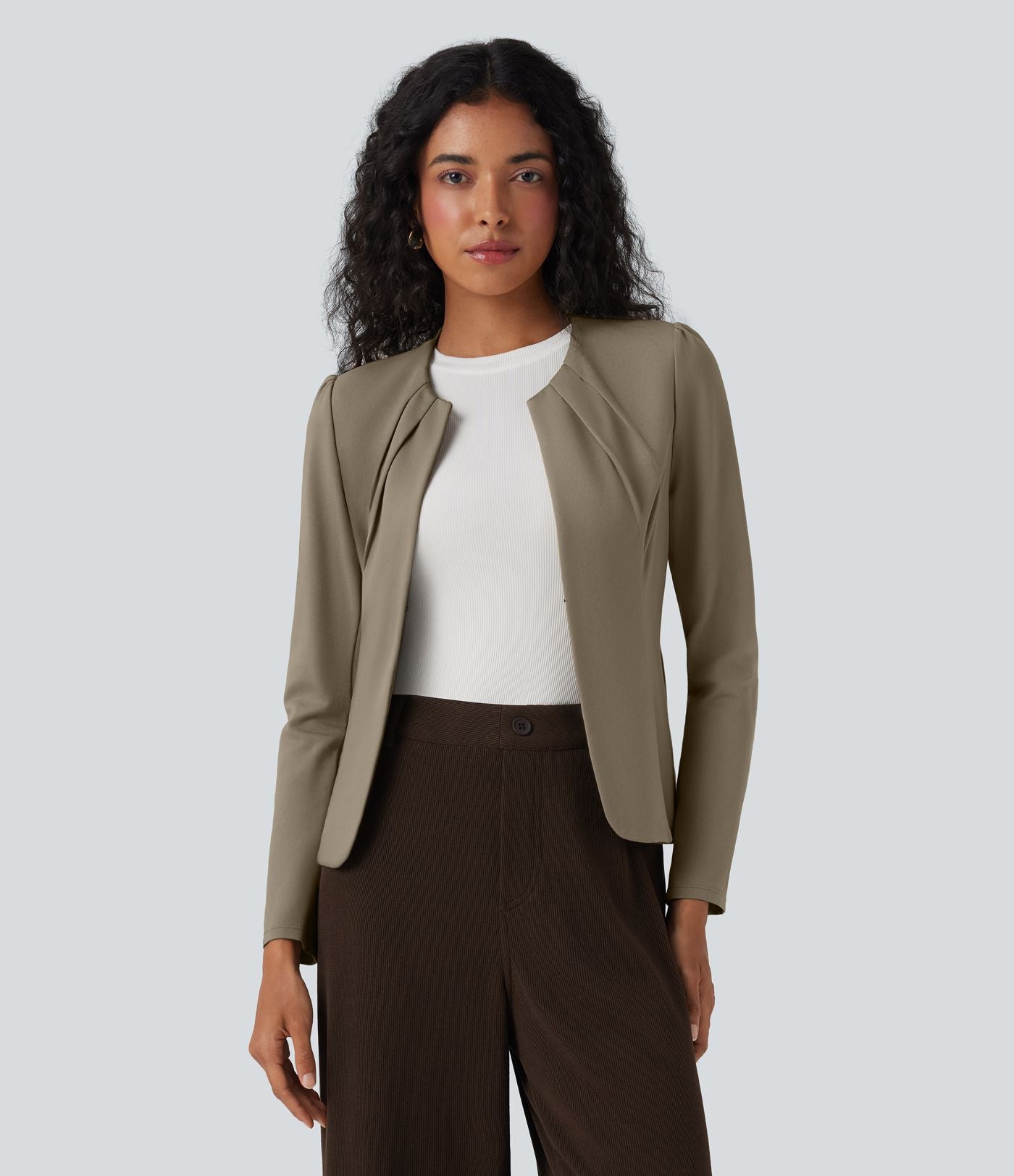 Blazer de travail col rond à agrafes