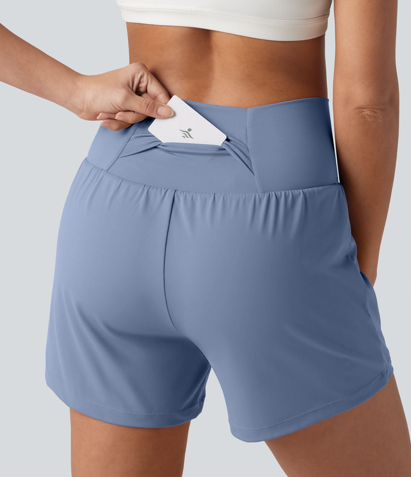 Short de yoga SoftlyZero™ Airy croisé taille haute 2-en-1 effet frais InstantCool 12,5 cm avec poches