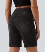 Short en jean Halara Flex™ casual gainant taille haute croisée avec poches