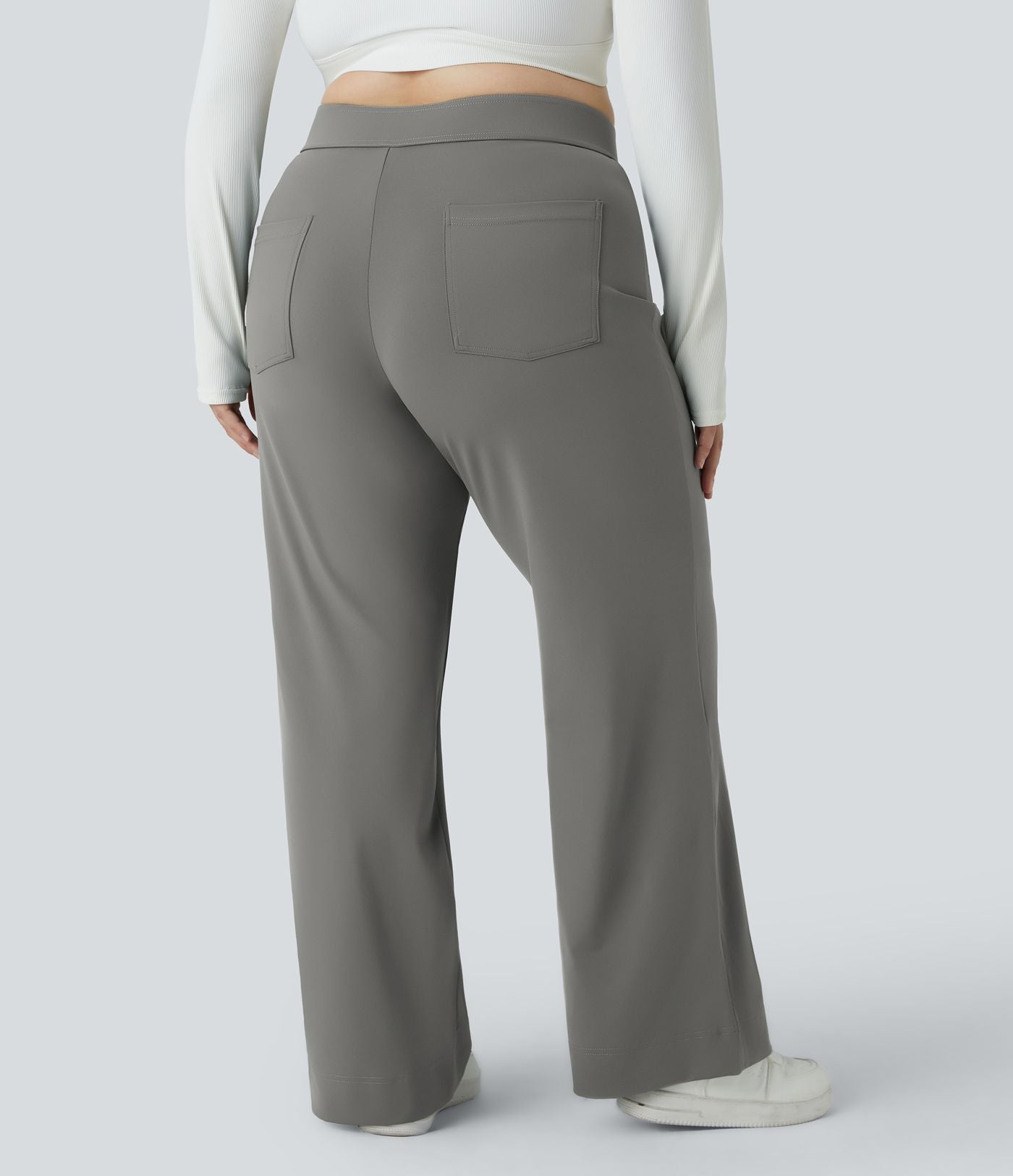 Pantalon coupe droite grande taille taille haute DayStretch avec poches