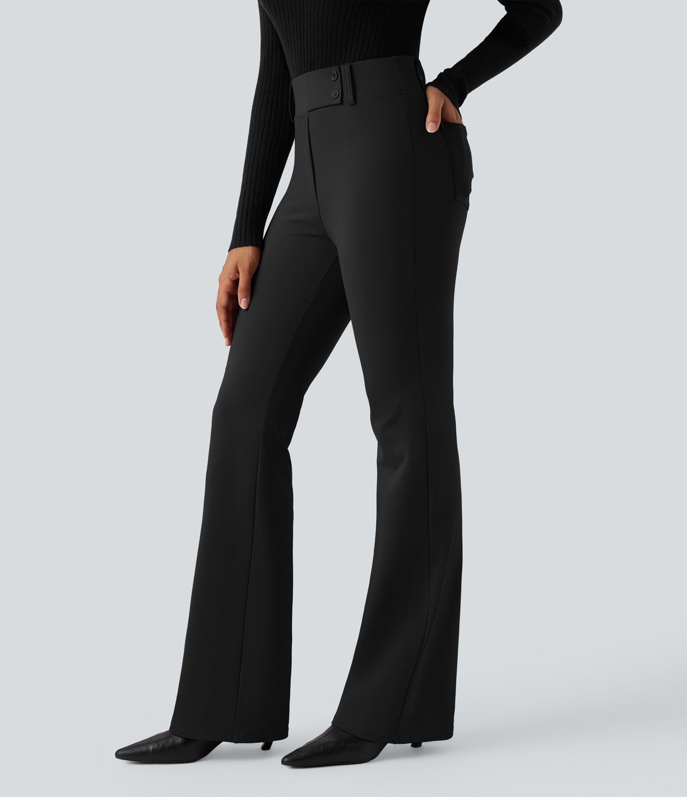 Pantalon tailleur évasé taille haute avec poches Halara Flex™