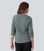 Pull décontracté col rond manches longues