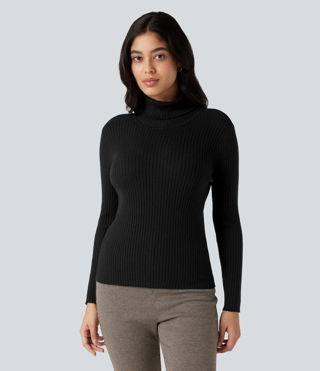 Pull tailleur col montant manches longues