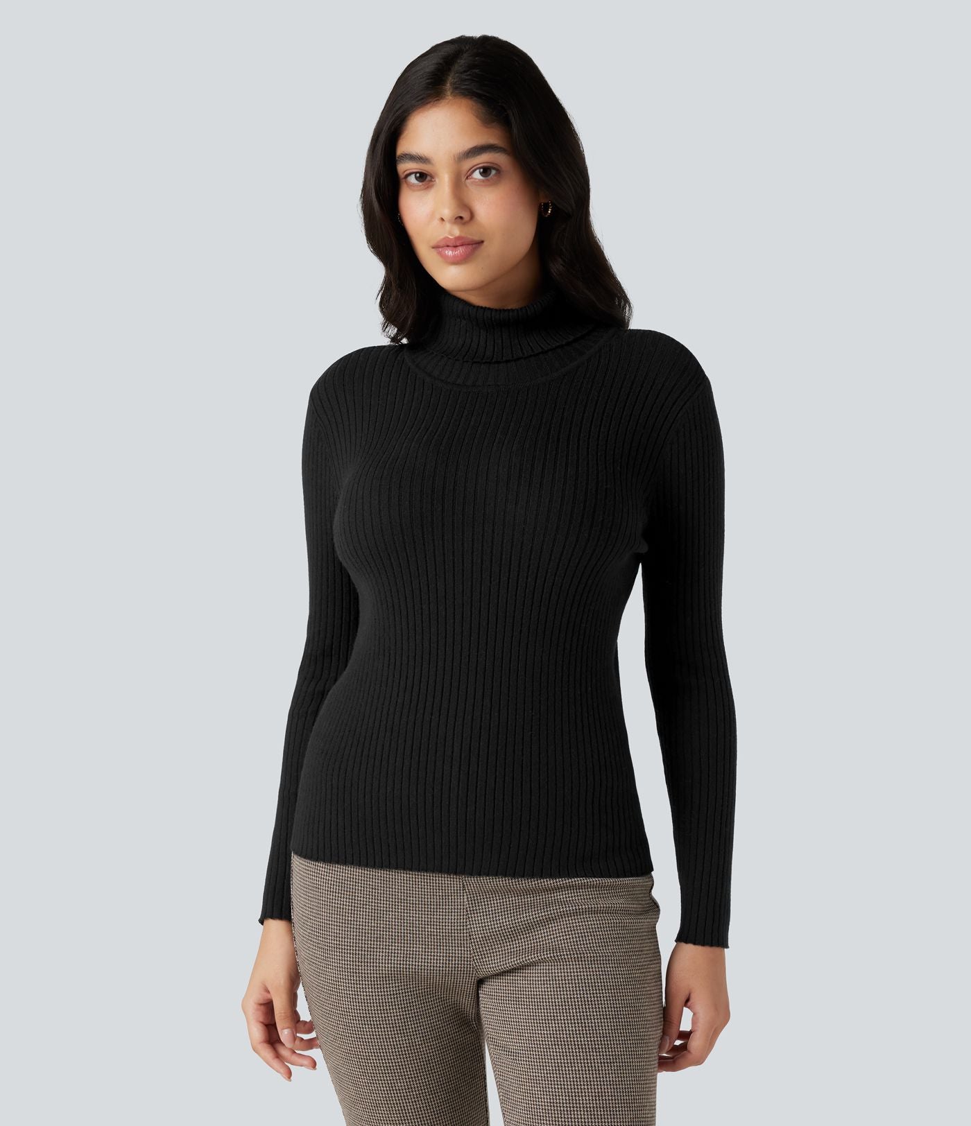 Pull tailleur col montant manches longues