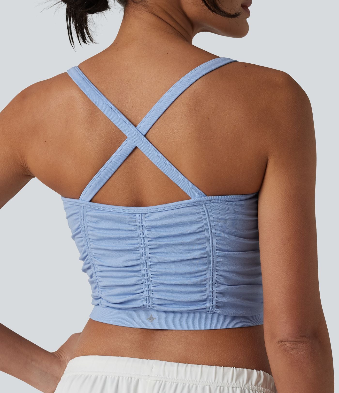 OneForm Seamless Flow Caraco de yoga crop froncé à dos croisé avec brassière intégrée sans couture
