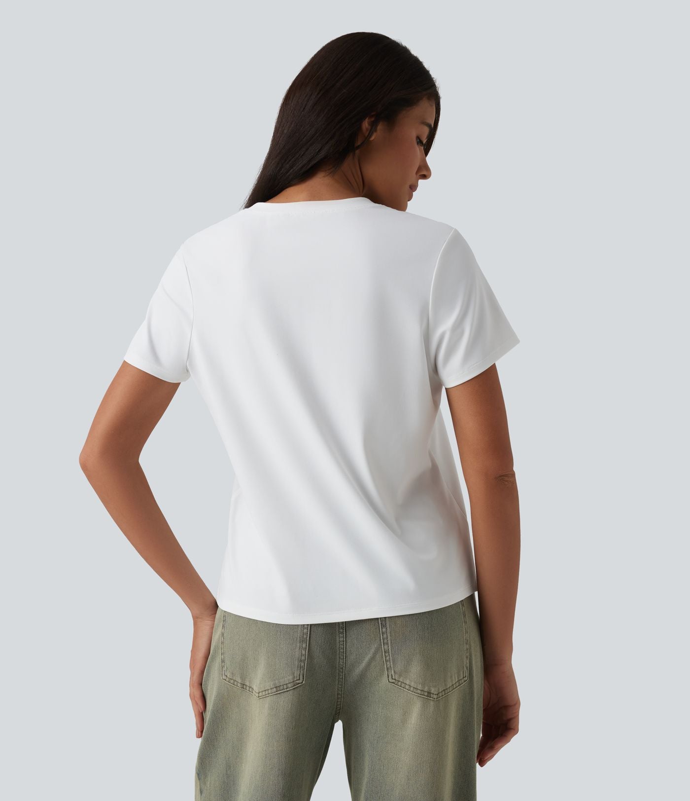 T-shirt décontracté col U manches courtes