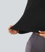 Sweat crop top col montant avec manches longues et coupe décontractée