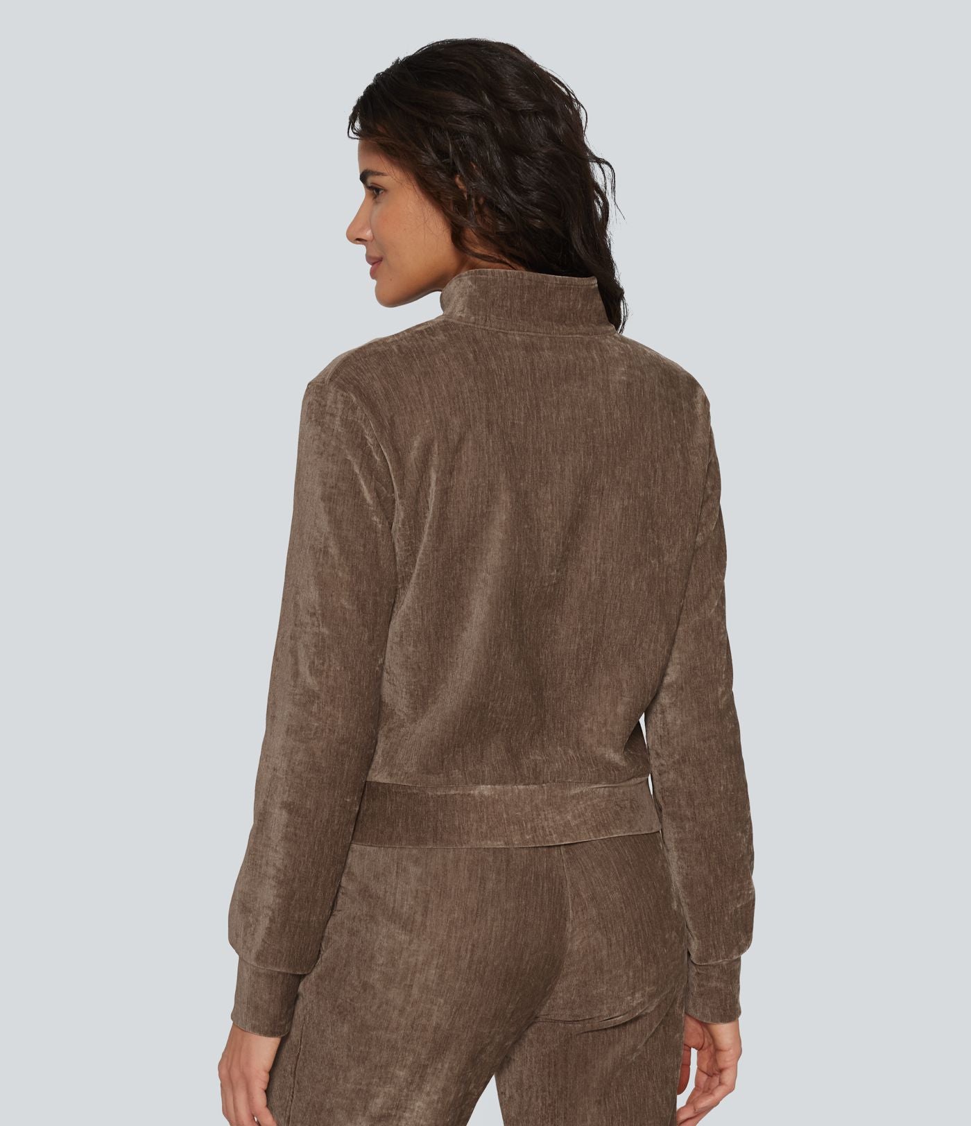 Veste d'intérieur en velours à manches longues avec poches