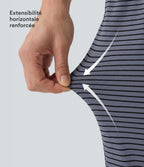 Pantalon large décontracté à rayures et taille haute avec cordon de serrage et poches
