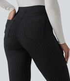 Pantalon bureau taille haute coupe skinny avec poches