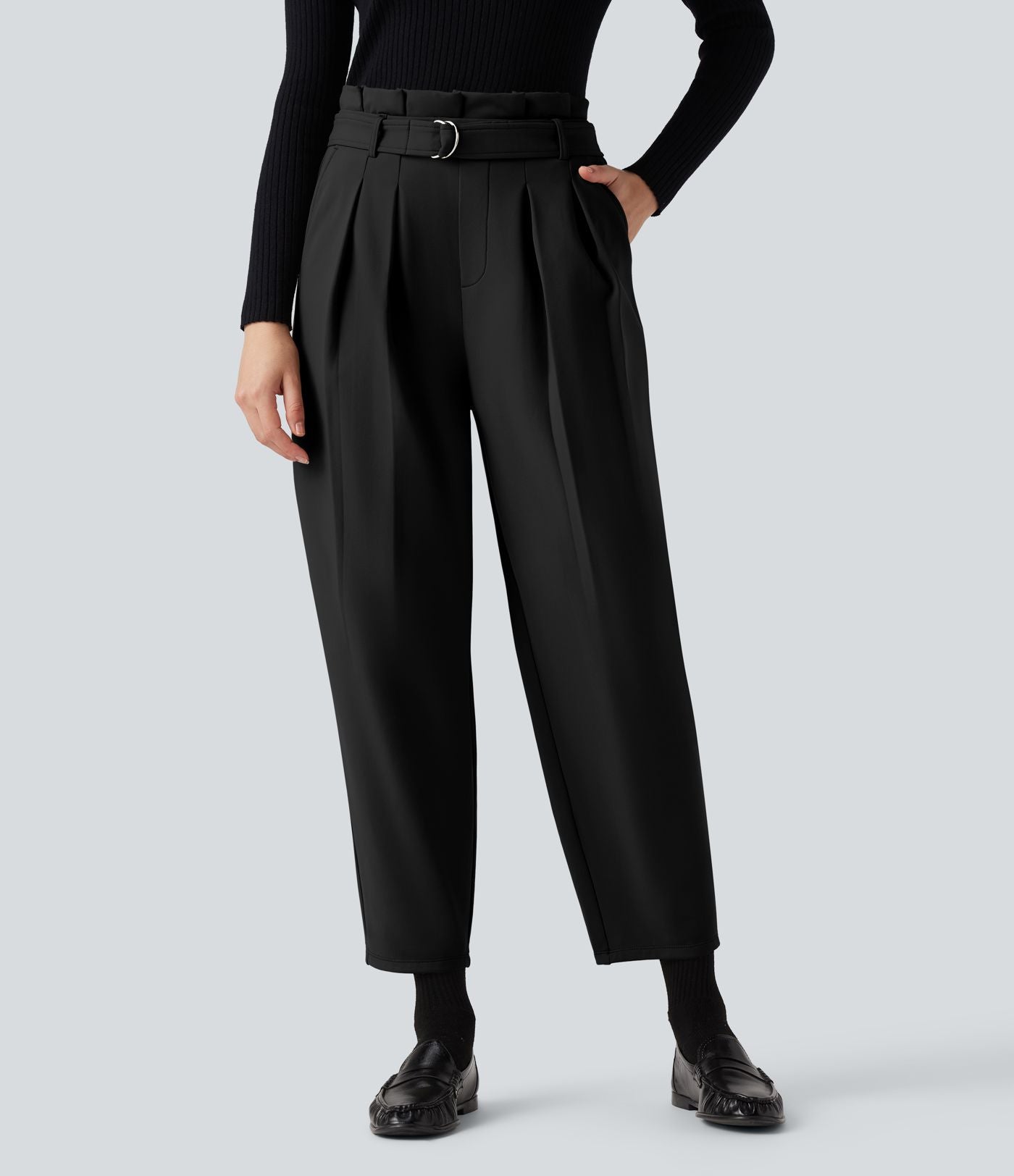 Pantalon tailleur SoftlyZero™ Plush Thermal fuselé ceinturé taille très haute avec poches