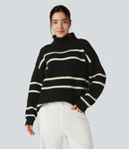 Pull color block col montant manches longues