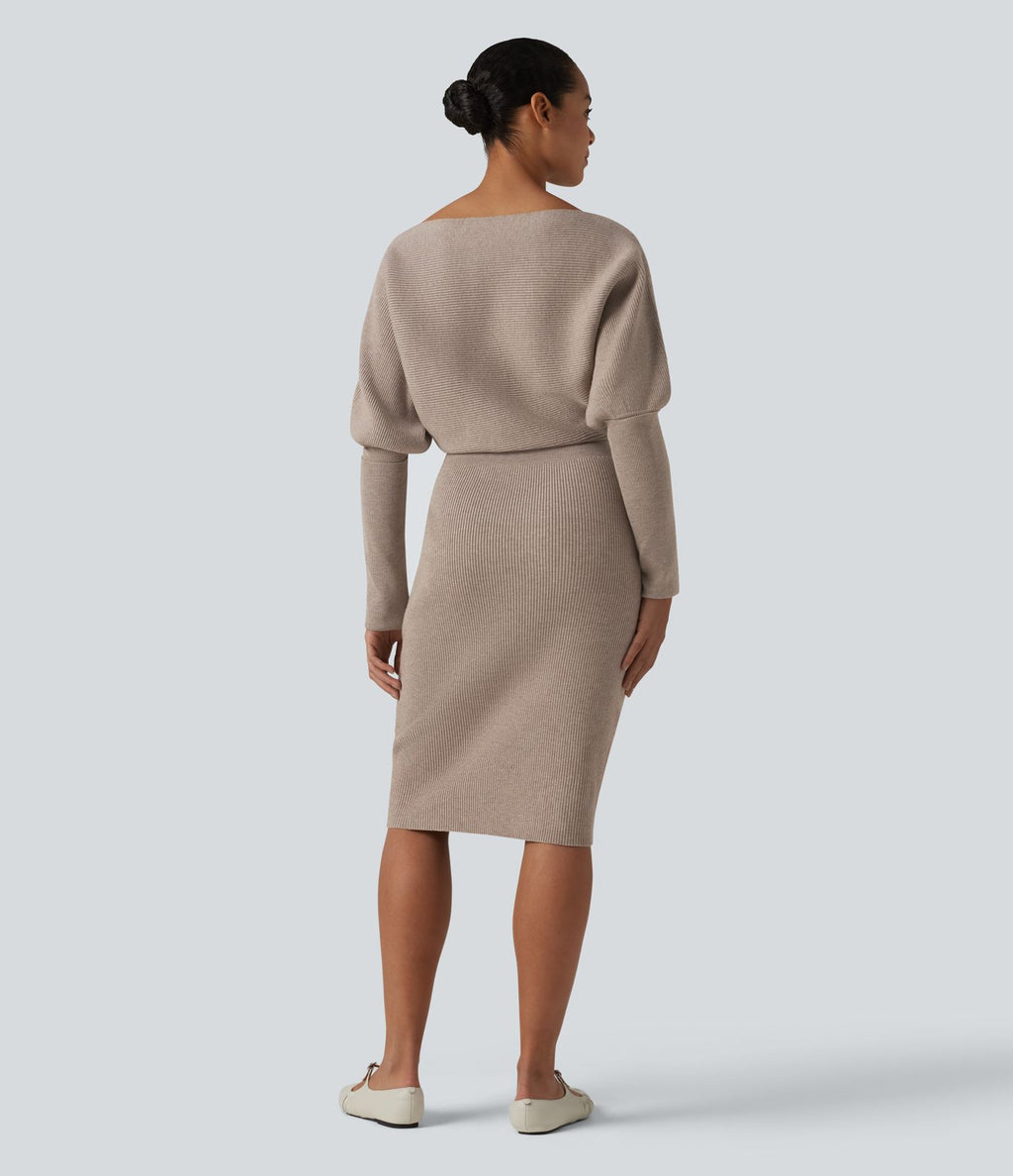 Robe pull midi casual à manches longues