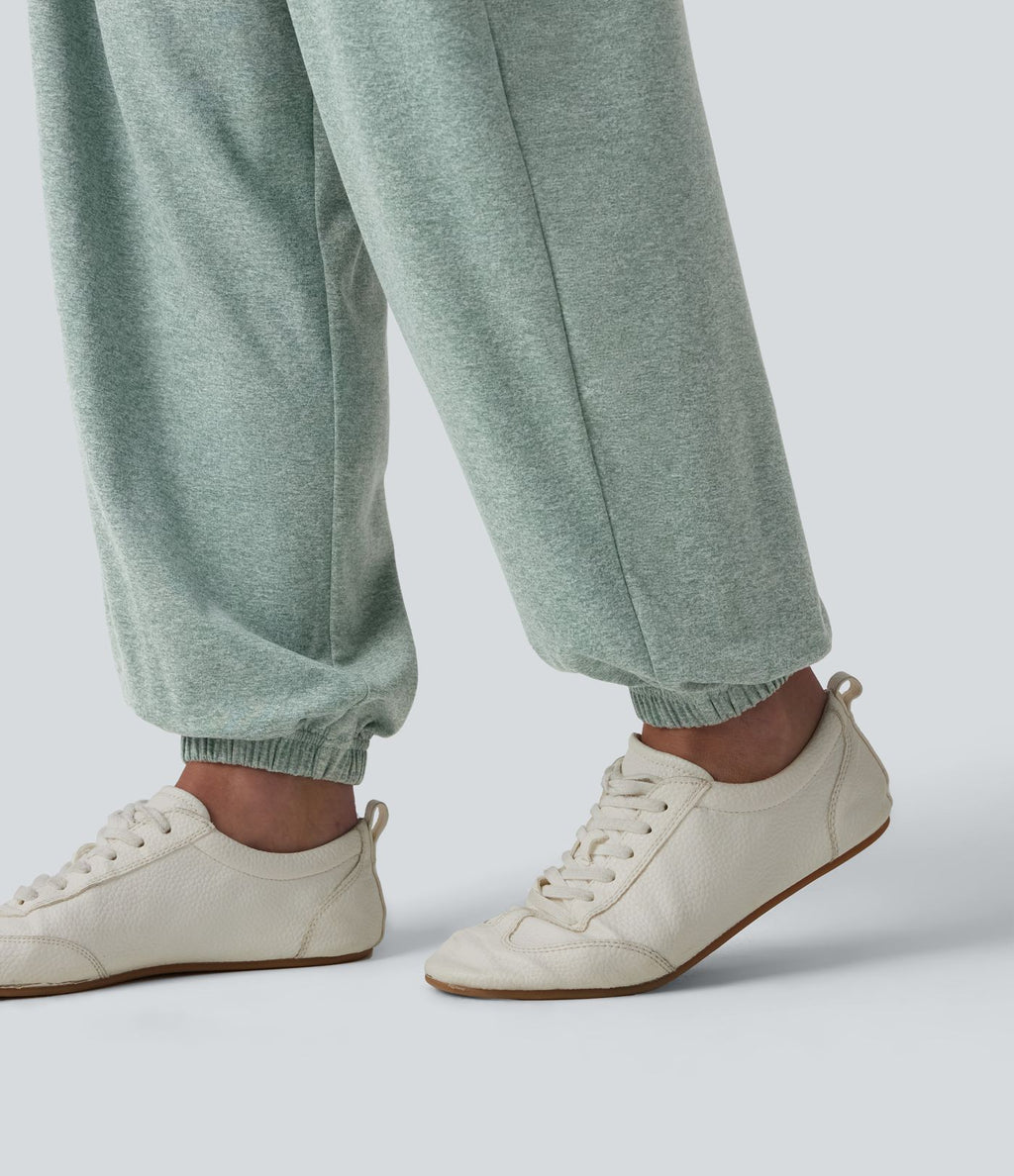 Jogging casual large taille haute à cordon de serrage avec poches